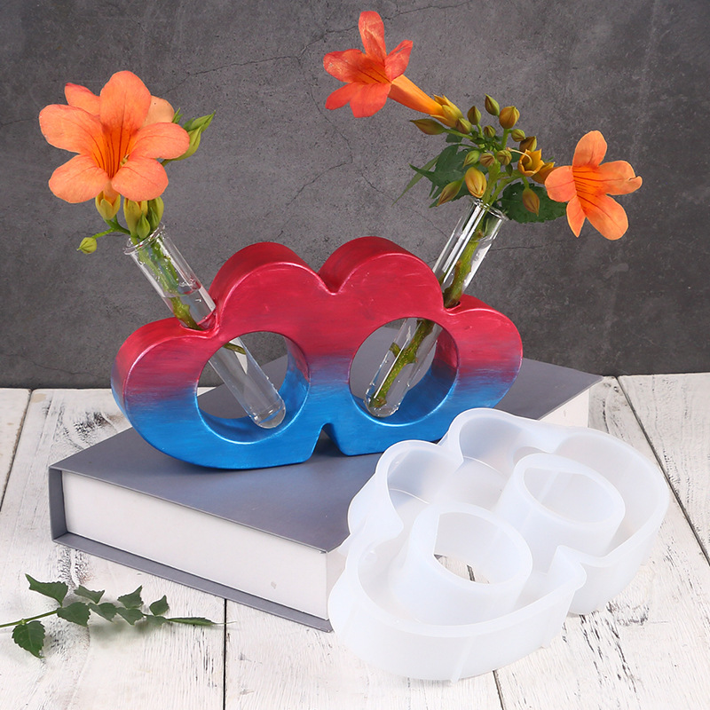 Double Heart Hydroponic Vase (+ 2 test tube)
