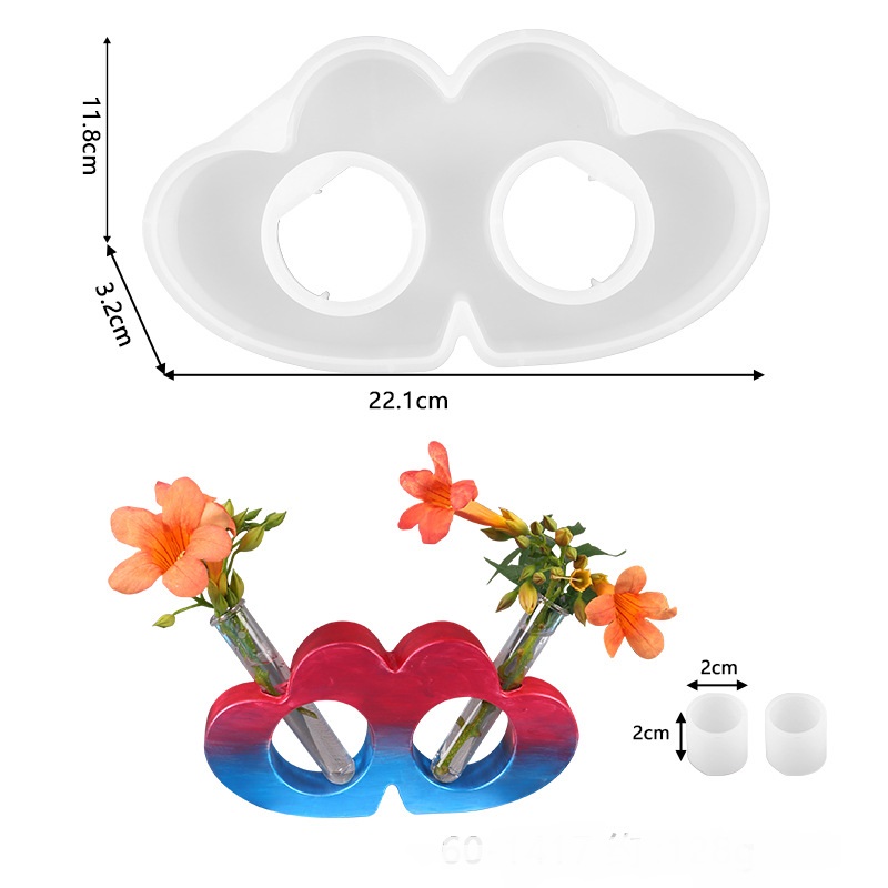 Double Heart Hydroponic Vase (+ 2 test tube)