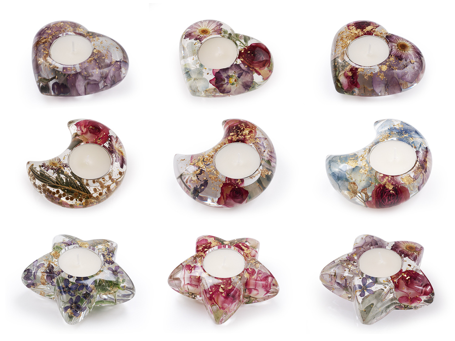 Heart Moon Five-pointed Star TeaLight Candle Holder Mold