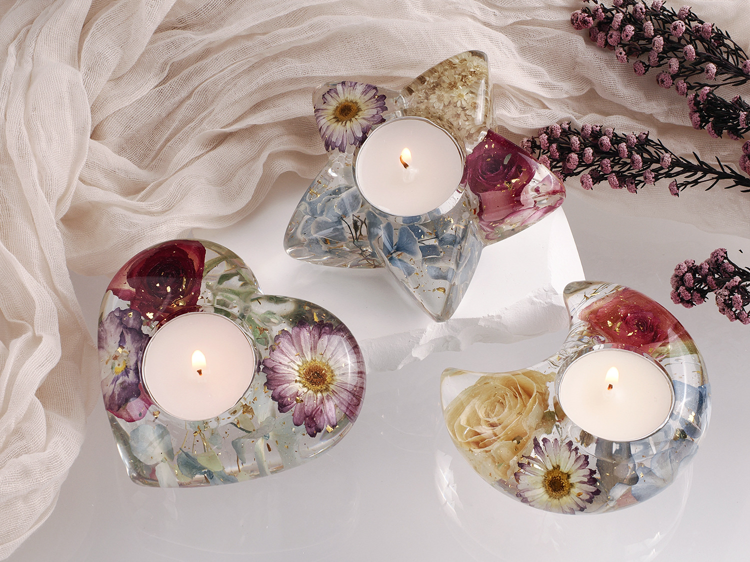 Heart Moon Five-pointed Star TeaLight Candle Holder Mold