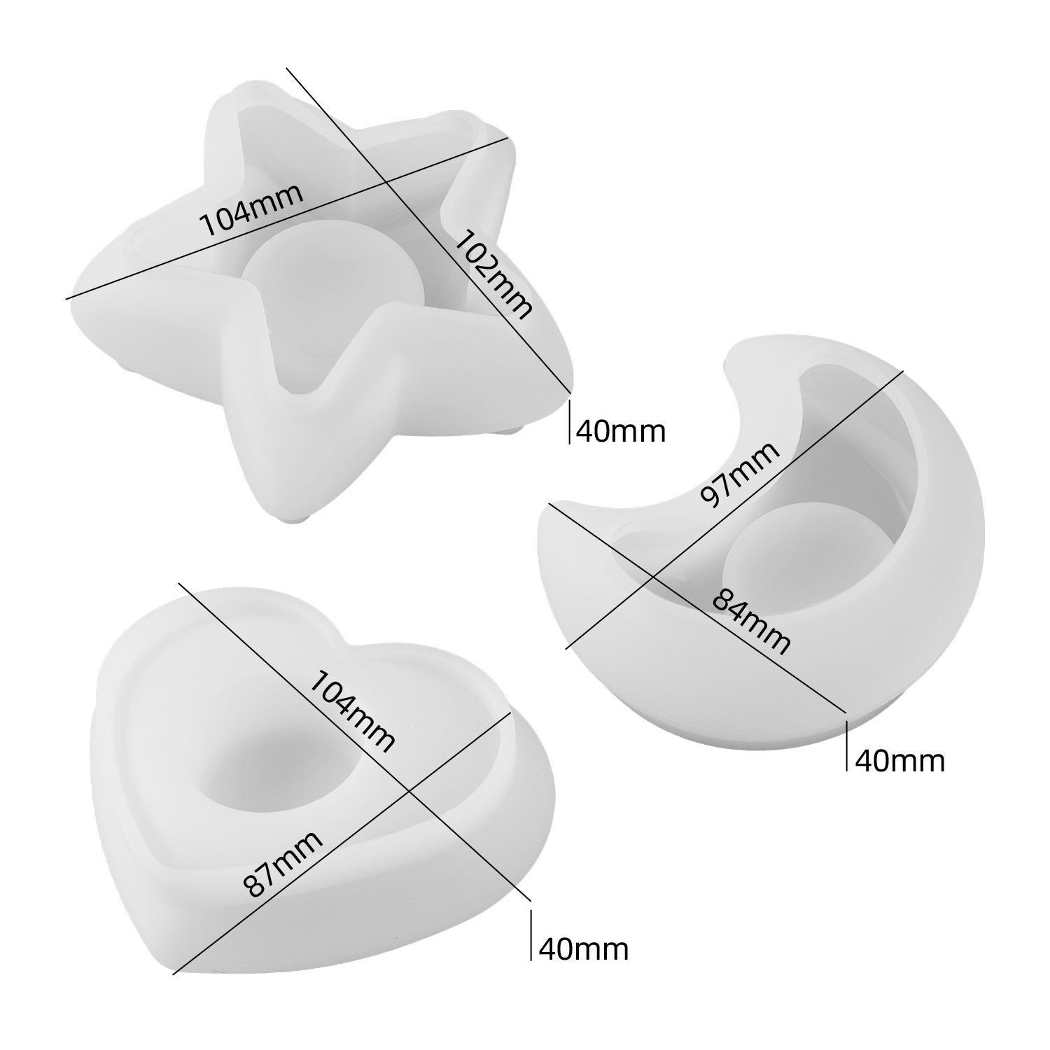 Heart Moon Five-pointed Star TeaLight Candle Holder Mold