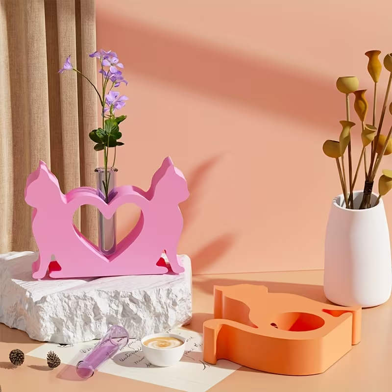 Double Cat Flower Vase Mold
