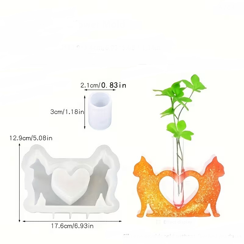 Double Cat Flower Vase Mold