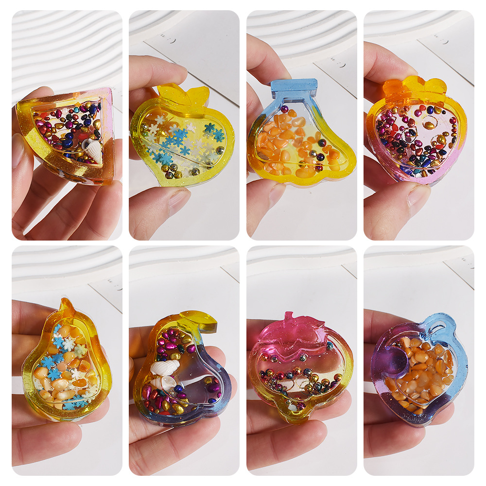 Fruit Series Quicksand Keychain Pendant Charm