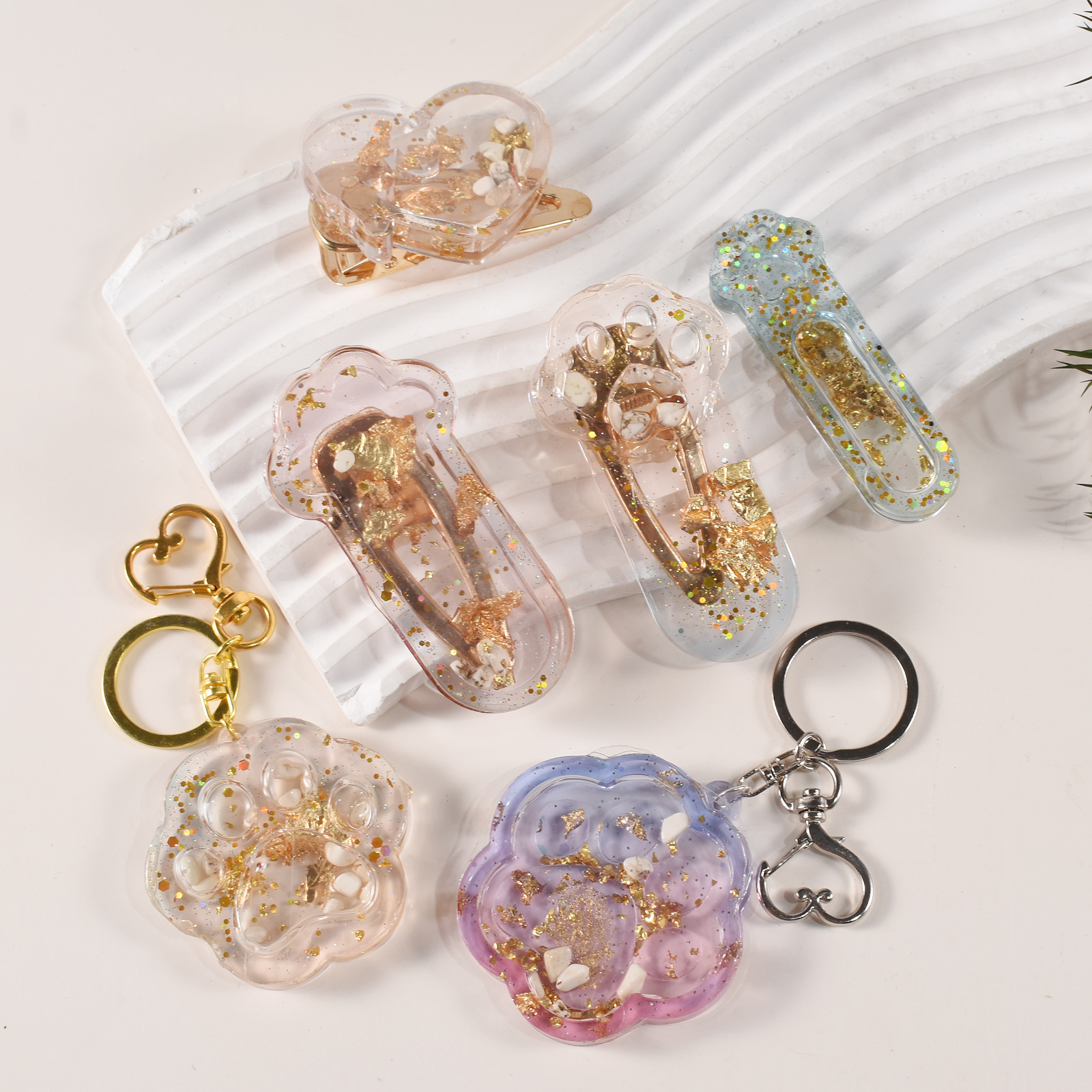 Cat Claw Quicksand Hair Clip Pendant Keychain Mold