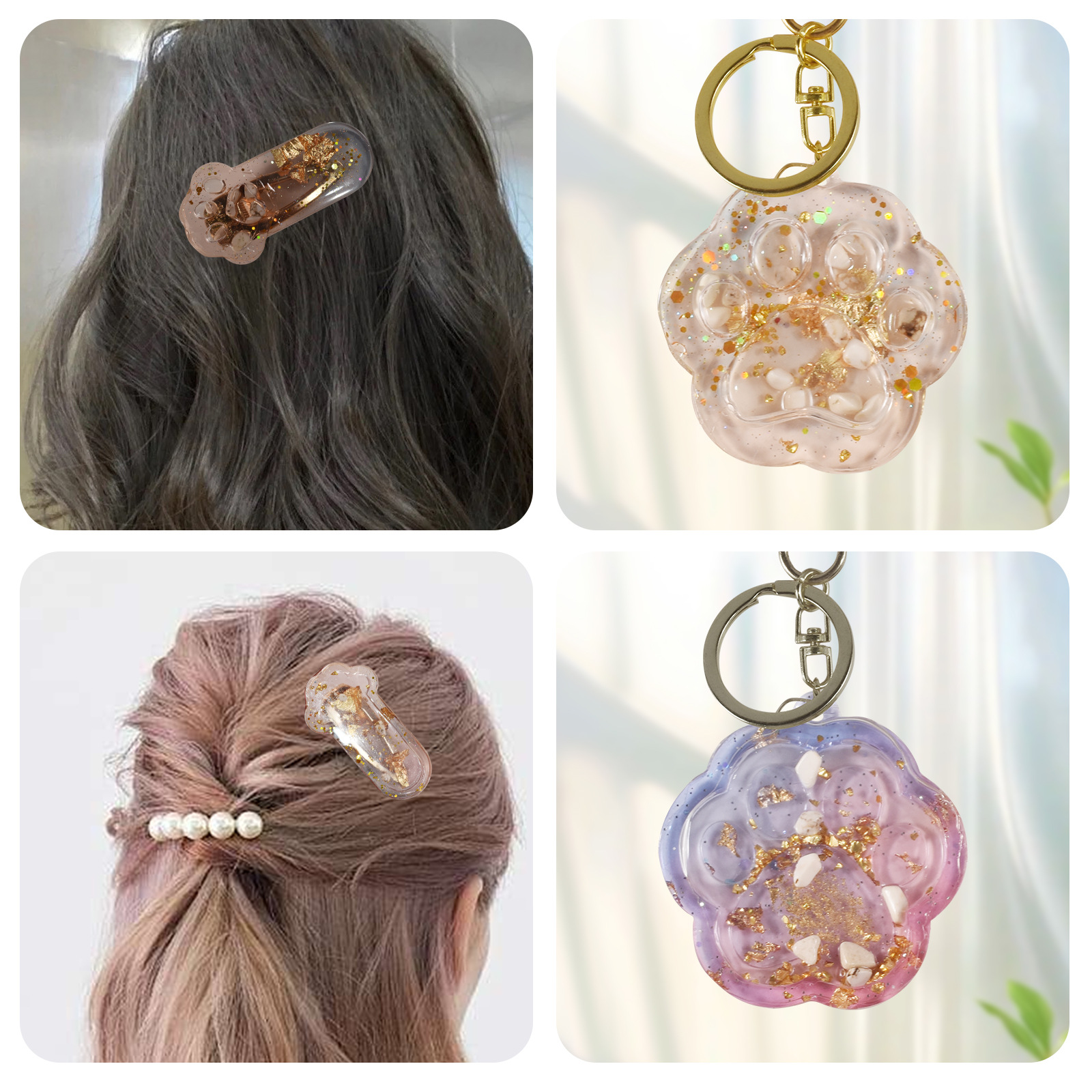 Cat Claw Quicksand Hair Clip Pendant Keychain Mold
