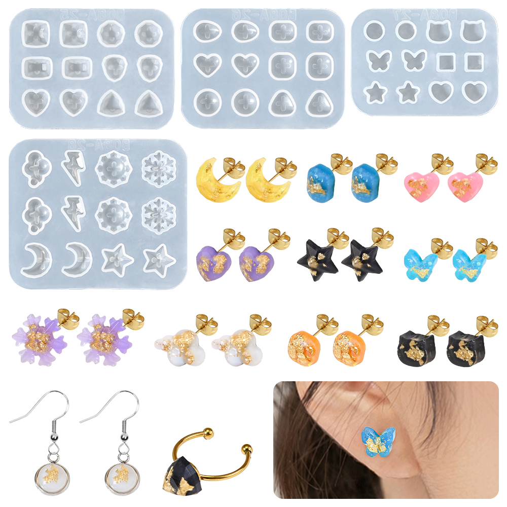 Stars Cat Round Pendant Stud Earring Mold