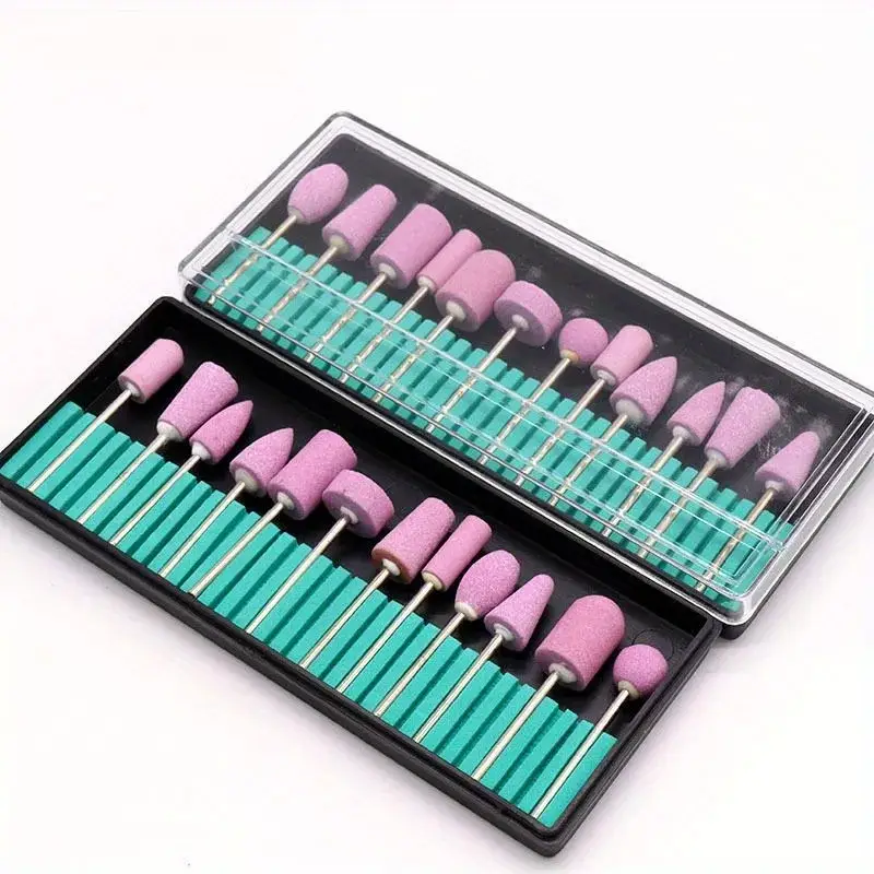 12pcs Fitstone Pink Quartz Electric Grinding Head Polishing Set
