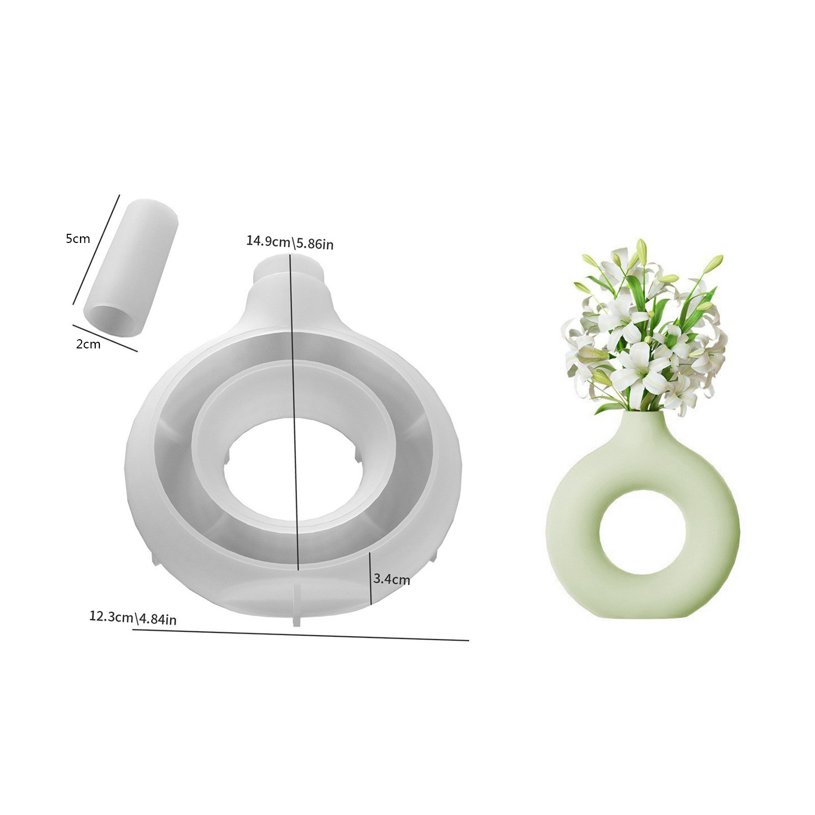 Striped Oval & Round Vase Silicone Mold