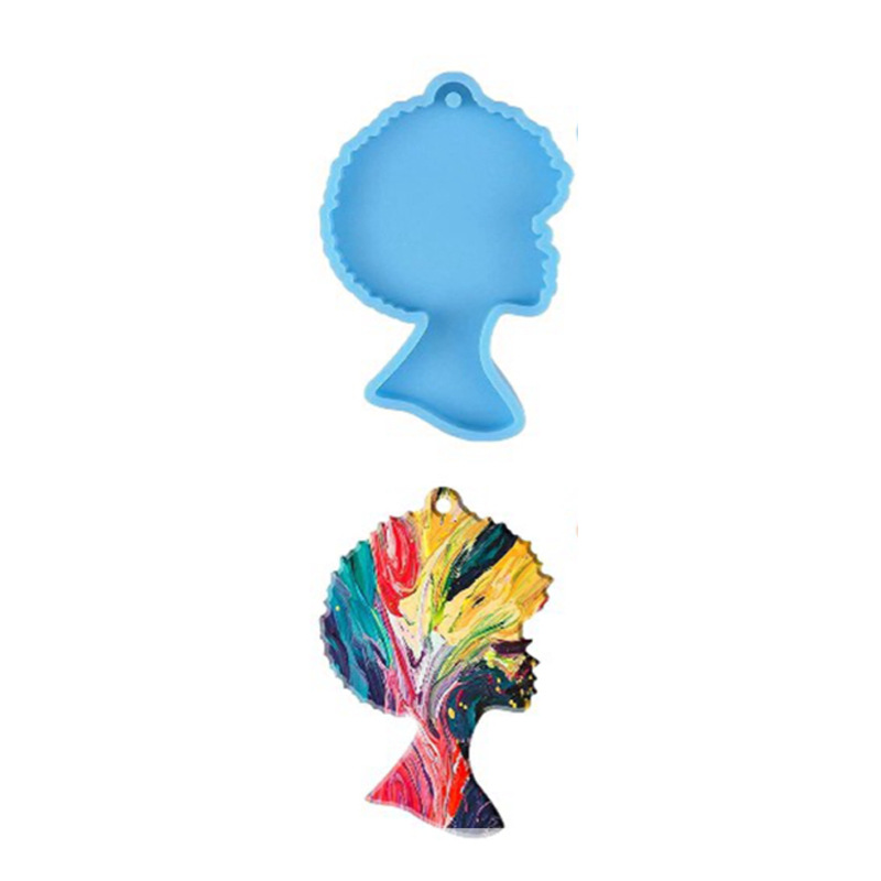 Afro Woman Profile Keychain Silicone Mold