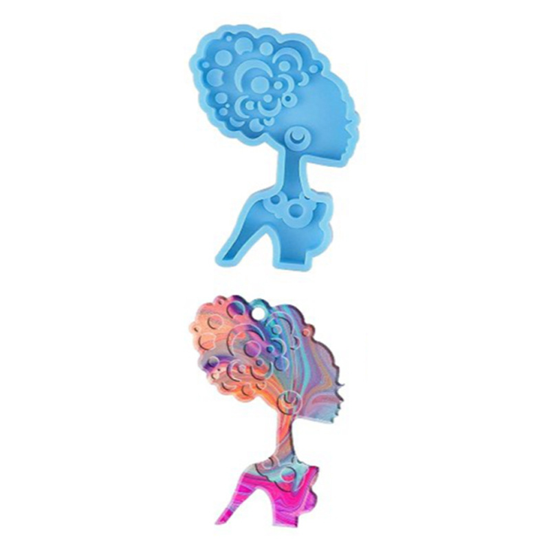 Afro Woman Profile Keychain Silicone Mold