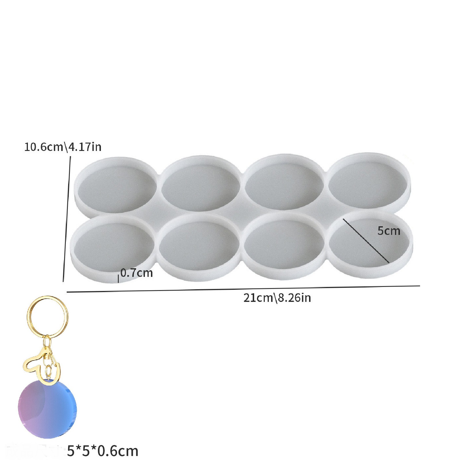 8 Cavity Round Disc Silicone Mold - Multi Size