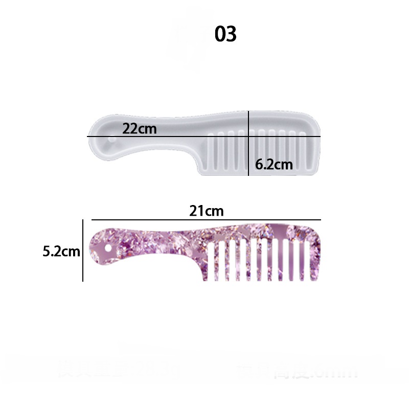 Decorative Hair Comb Silicone Mold - Ornate