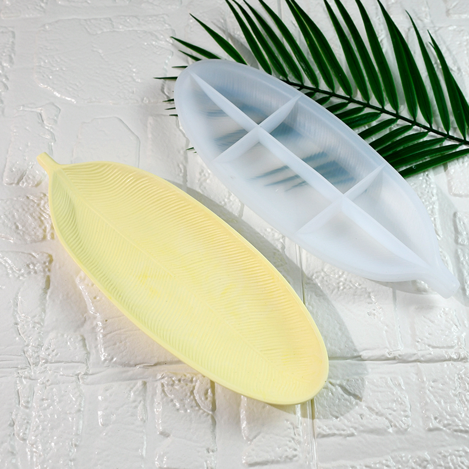 Tropical Pineapple and Leaf Silicone Dish Tray Molds for Epoxy Resin Art and Gypsum Decor