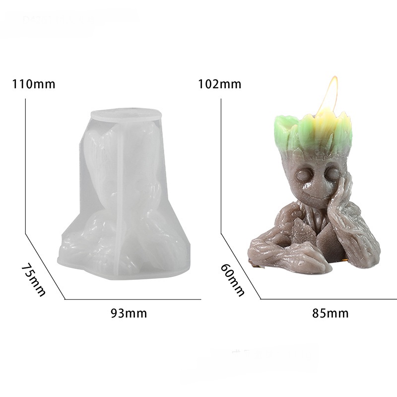Groot Tree Man Character Candle Silicone Mold