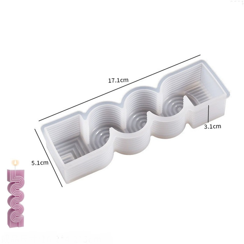 Wavy & S-Curve Taper Candle Silicone Mold - Modern