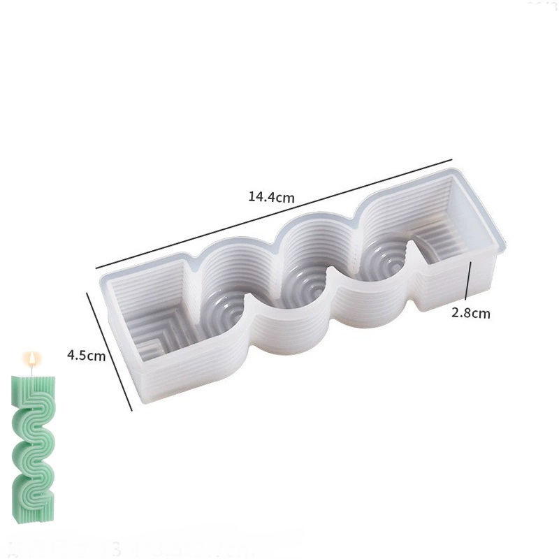 Wavy & S-Curve Taper Candle Silicone Mold - Modern