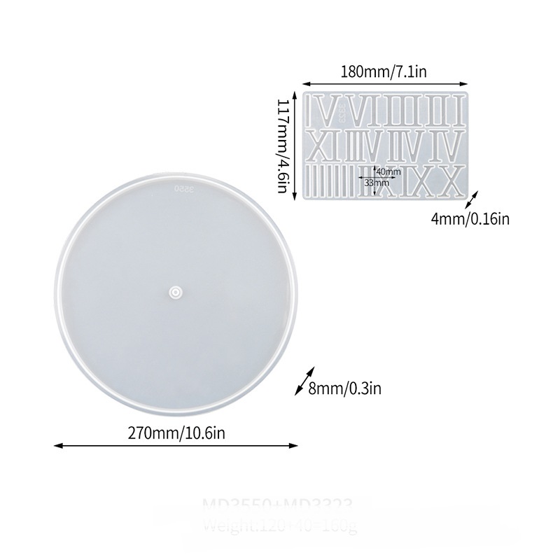 Blank Clock Face, Numeral Silicone Mold Set