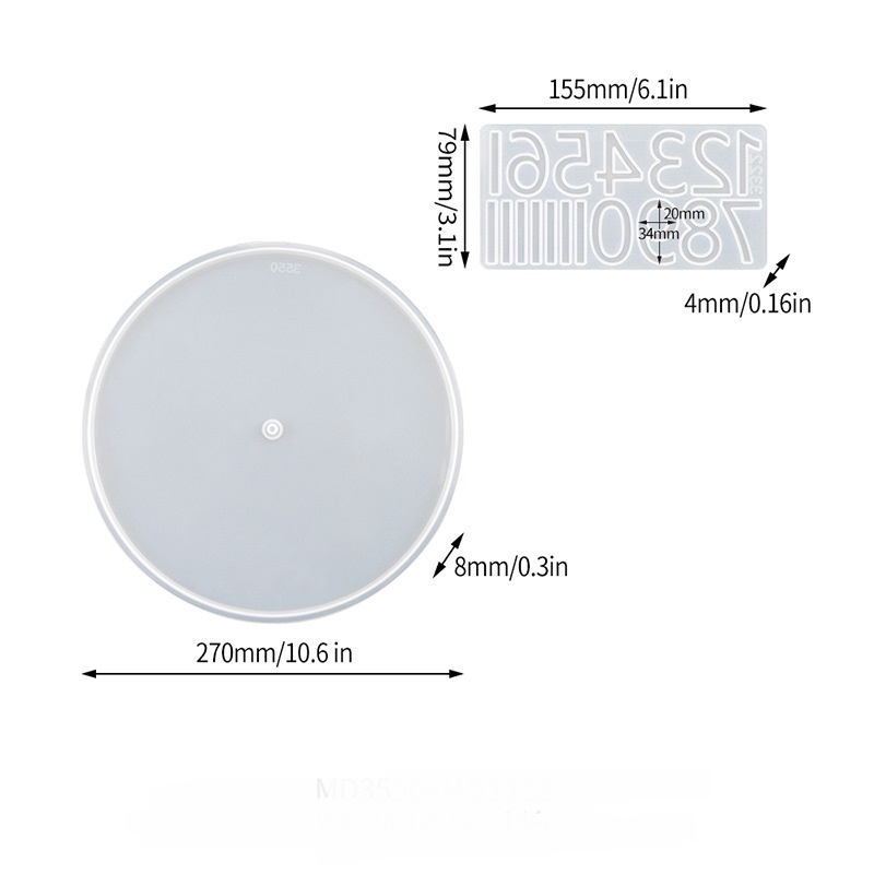 Blank Clock Face, Numeral Silicone Mold Set