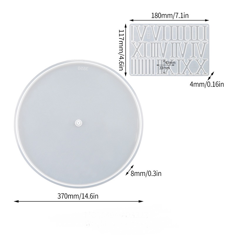 Blank Clock Face, Numeral Silicone Mold Set