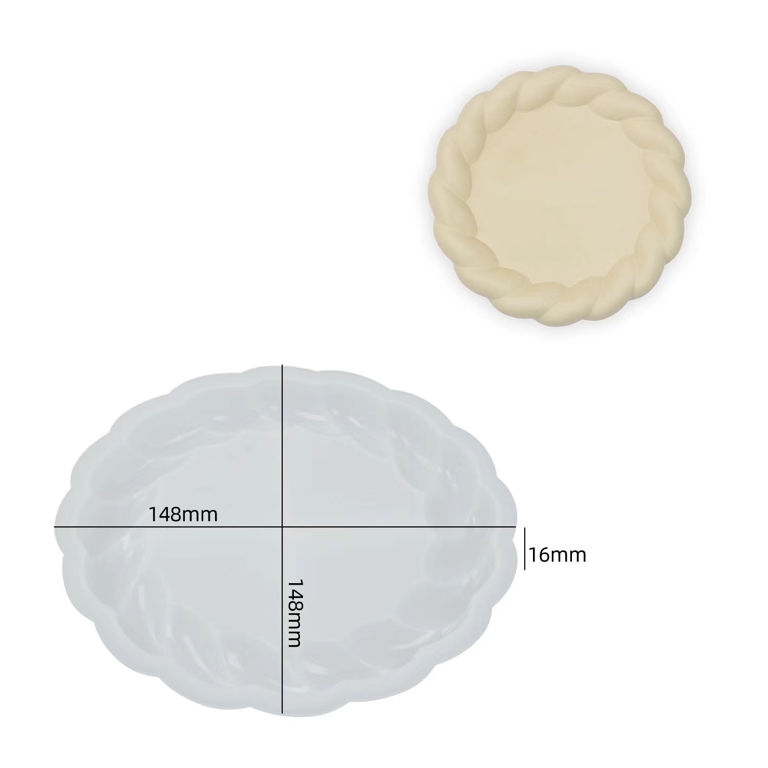 Twisted Edge Coaster Silicone Mold - Rope Border