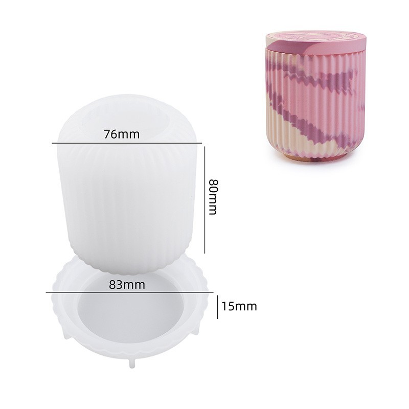 Cylinder Candle Vessel Silicone Mold - Plain /Striped
