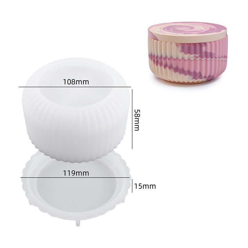 Cylinder Candle Vessel Silicone Mold - Plain /Striped