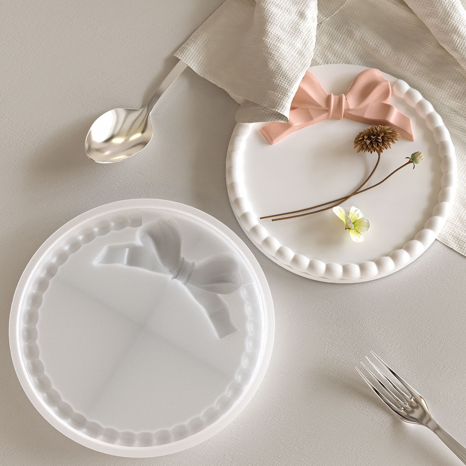 Ribbon Bowknot Edge Tray Silicone Mold