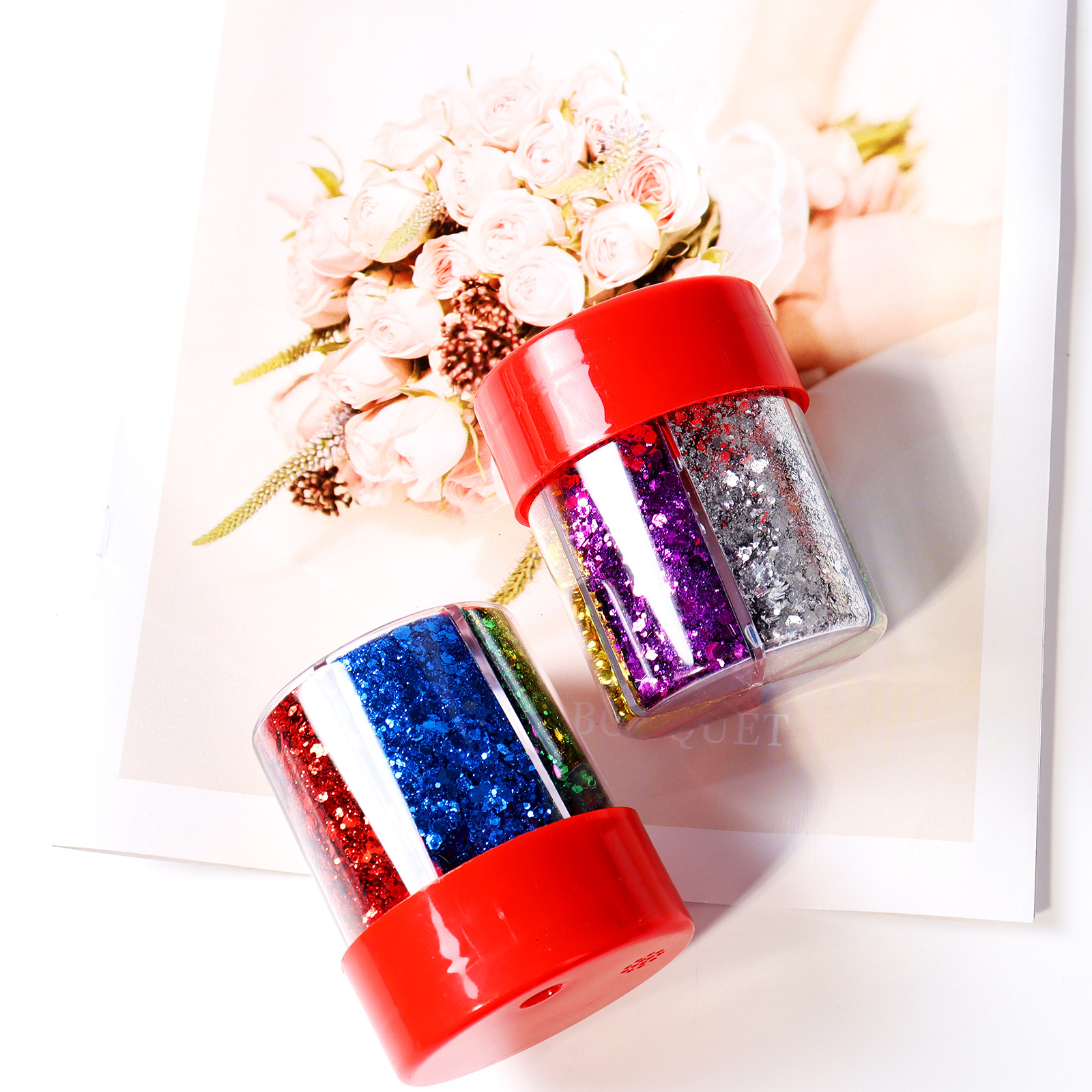 6 Color Grid Glitter Bottle
