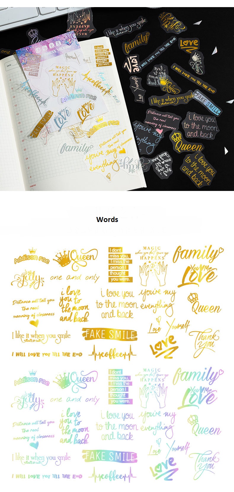 Laser Finish Decorative Stickers for Craft and Custom Design