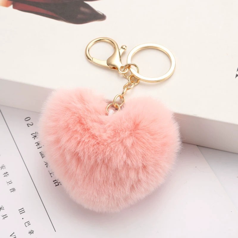 Heart Shaped Pompom (Keychain not included)