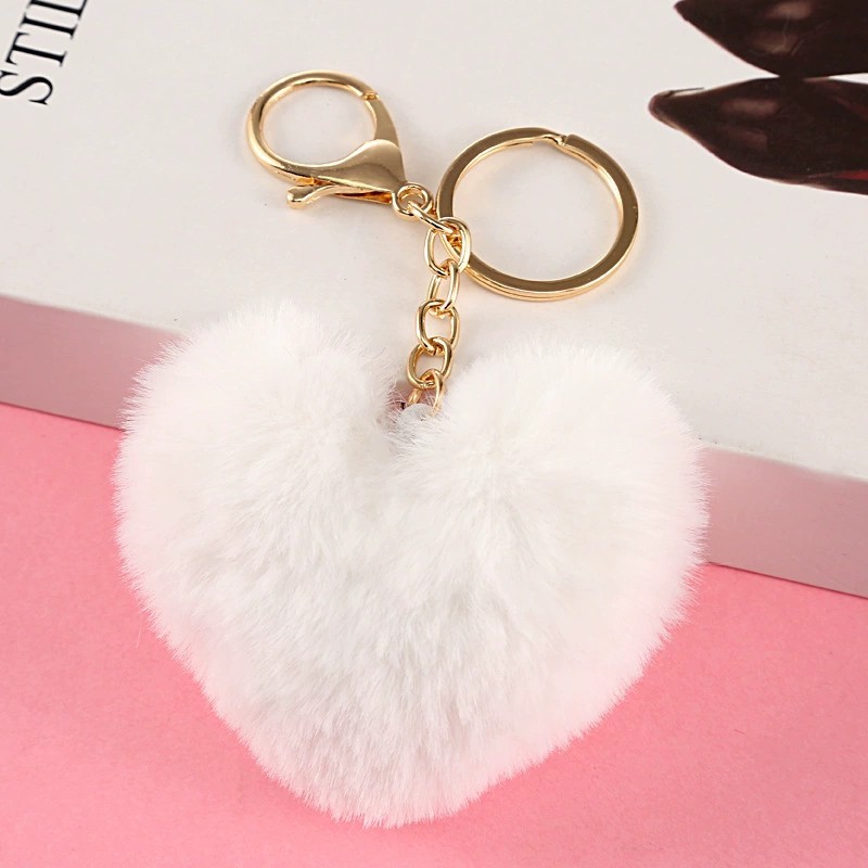 Heart Shaped Pompom (Keychain not included)