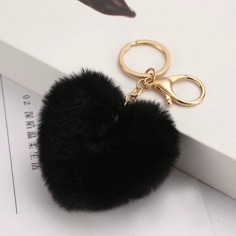 Heart Shaped Pompom (Keychain not included)