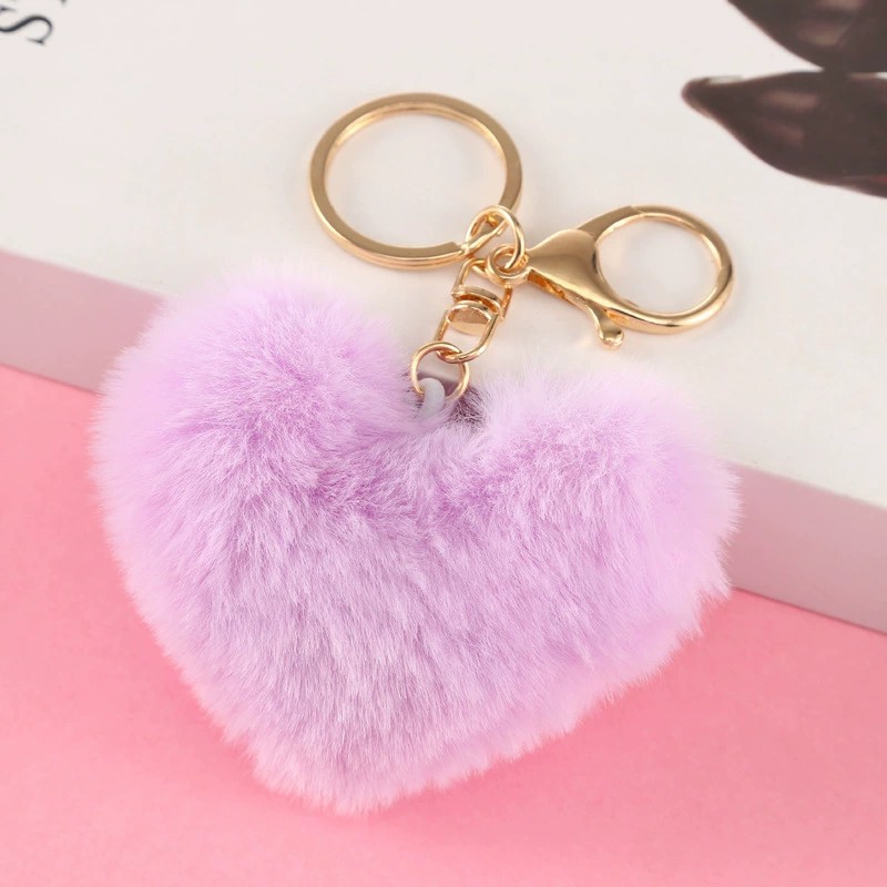 Heart Shaped Pompom (Keychain not included)