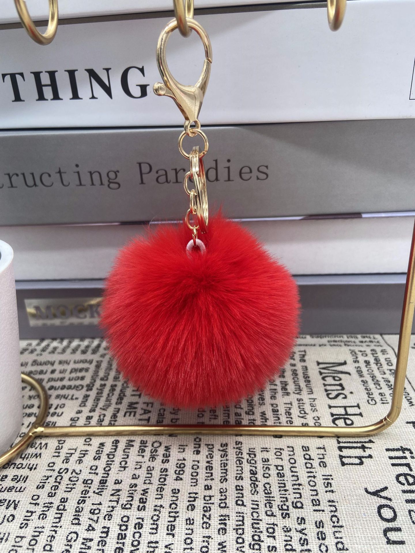 8cm Round Ball Pom-Pom (with Keychain attachment)