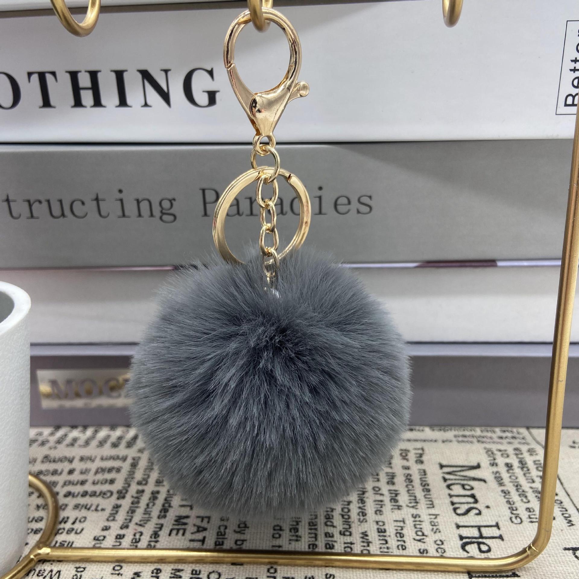 8cm Round Ball Pom-Pom (with Keychain attachment)