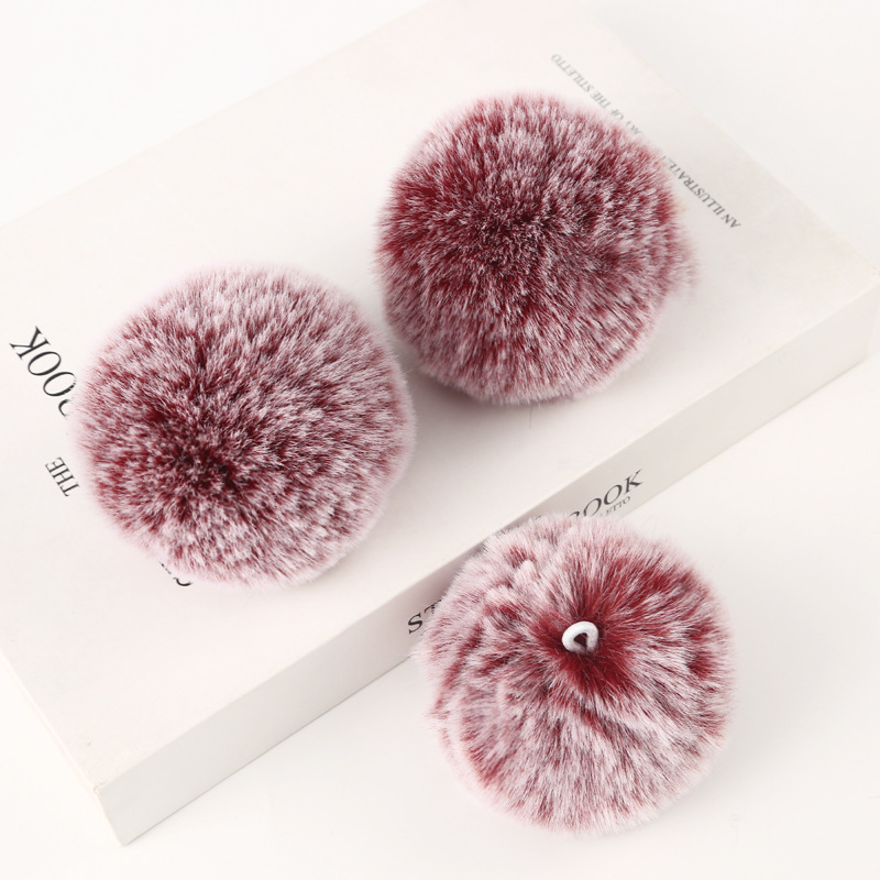 8cm Frosty Round Ball Pompom (with keychain)