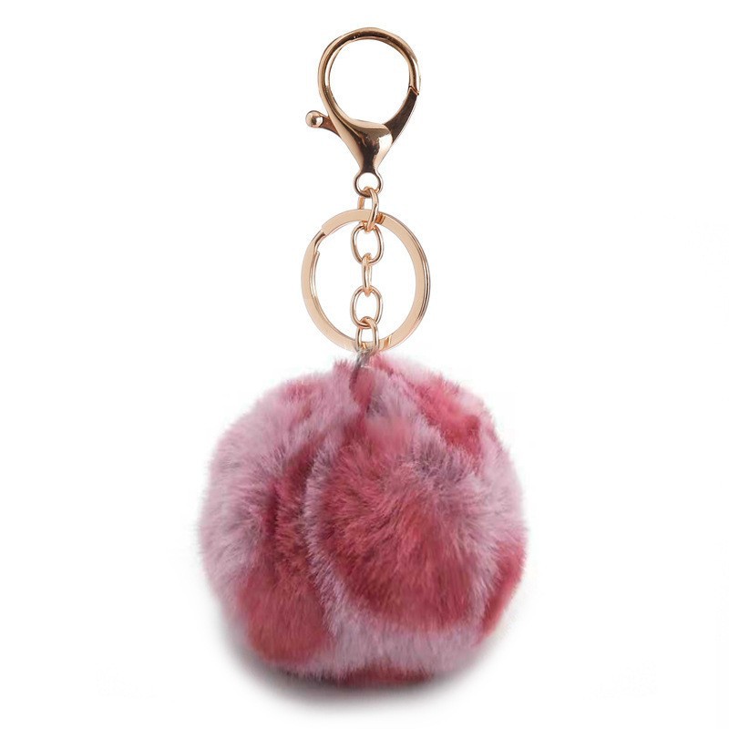 Leopard Print Pompom Ball and Heart (keychain not included)