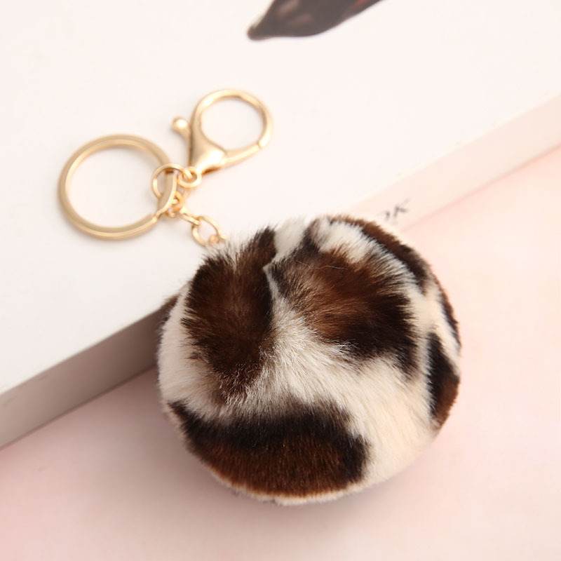 Leopard Print Pompom Ball and Heart (keychain not included)