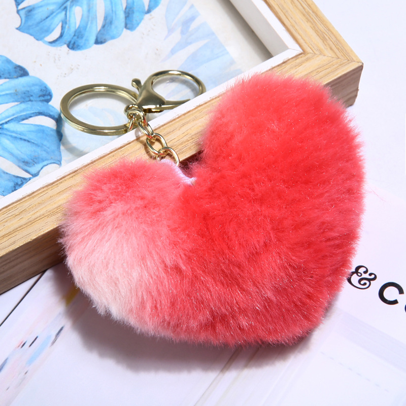 2 Color Heart Pompom(with Keychain)