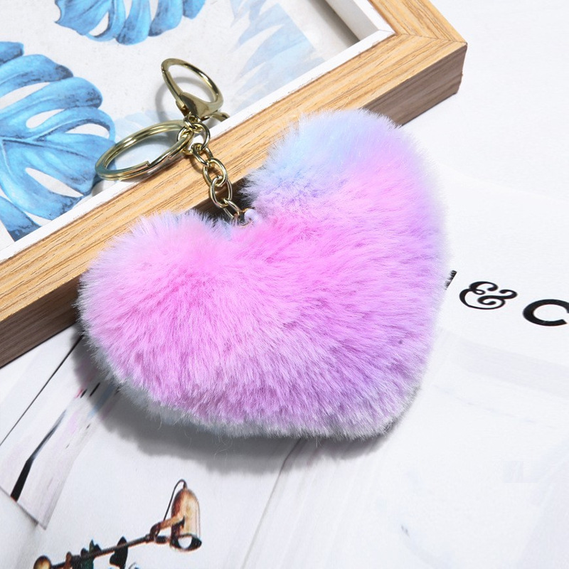 2 Color Heart Pompom(with Keychain)