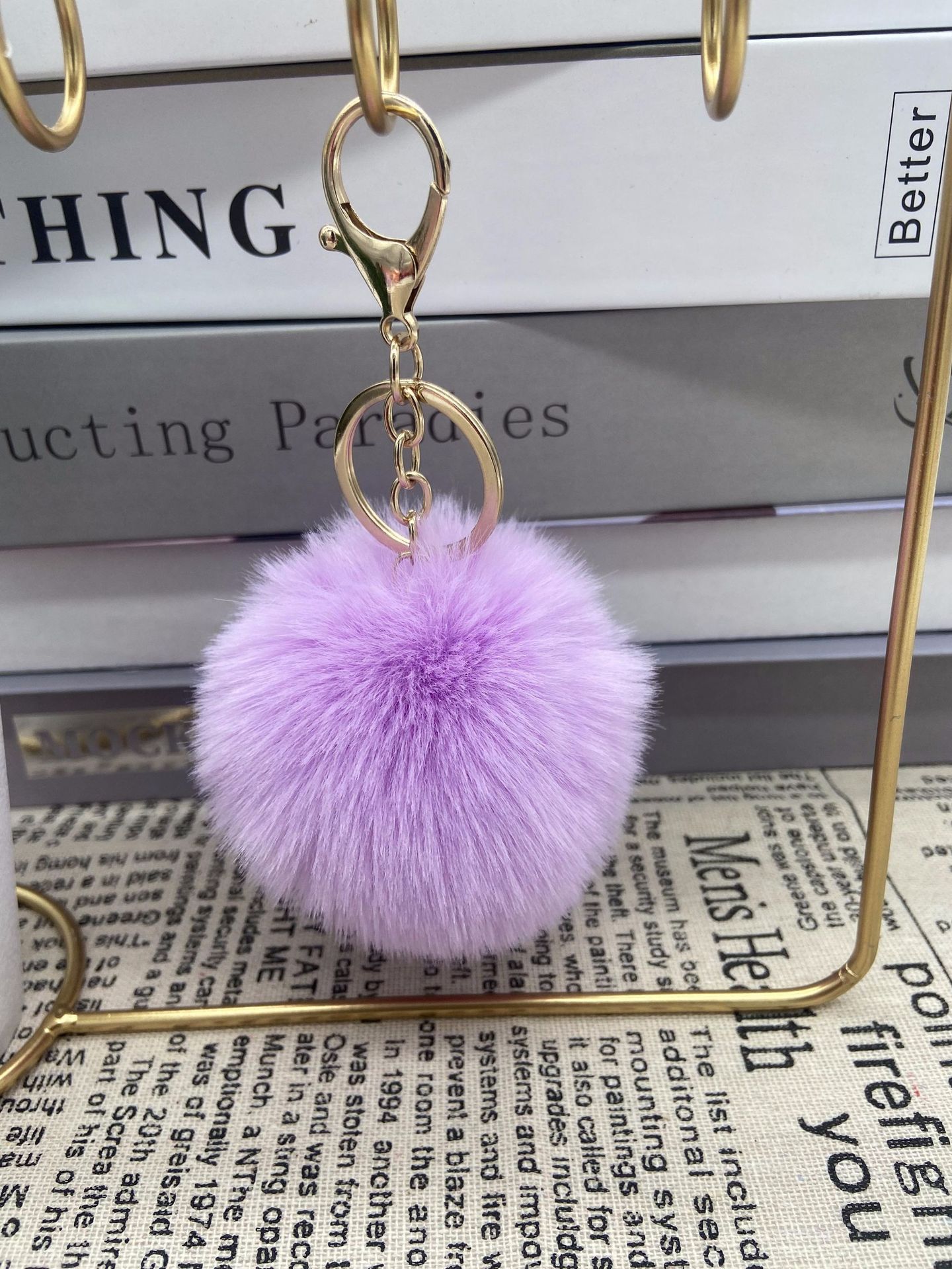 8cm Round Ball Pom-Pom (with Keychain attachment)