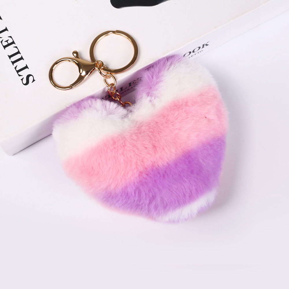 Ombre Style Heart Pompom(Keychain not included)