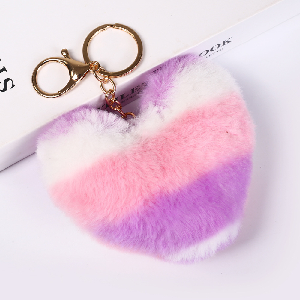 Ombre Style Heart Pompom(Keychain not included)