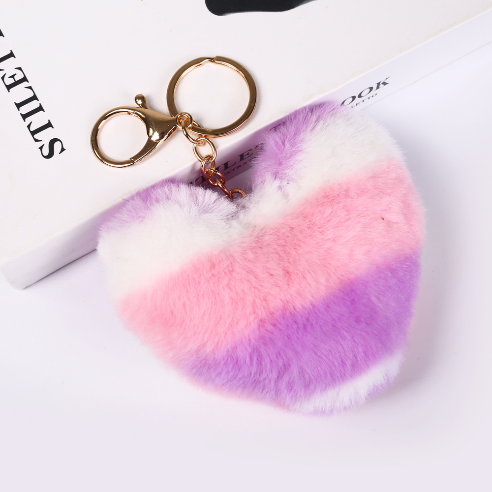Ombre Style Heart Pompom(Keychain not included)