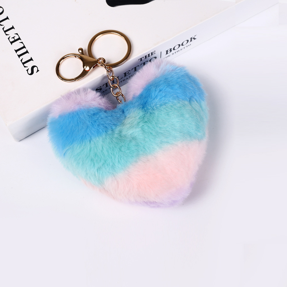 Ombre Style Heart Pompom(Keychain not included)