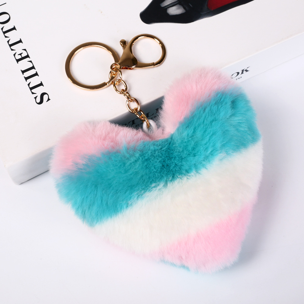Ombre Style Heart Pompom(Keychain not included)