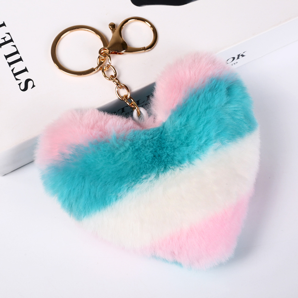 Ombre Style Heart Pompom(Keychain not included)