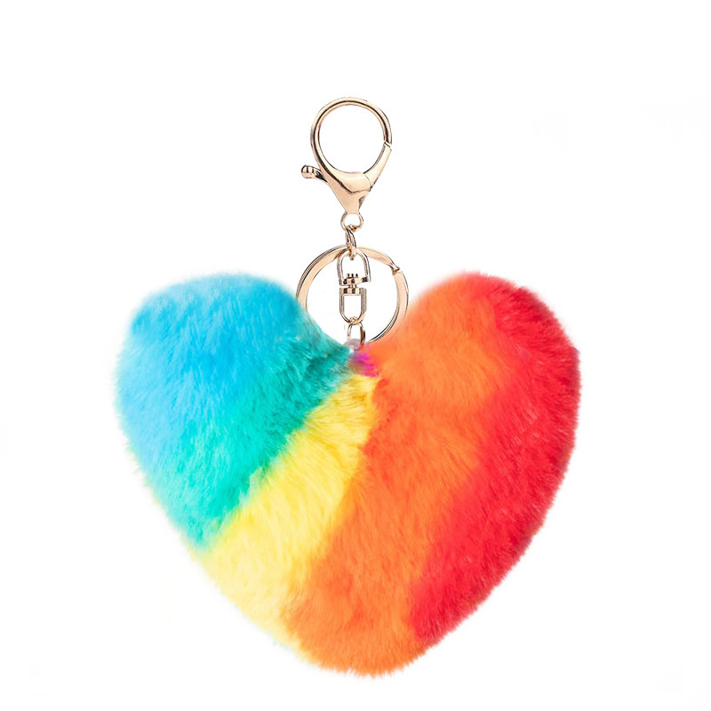 Ombre Style Heart Pompom(Keychain not included)