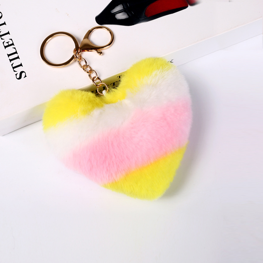 Ombre Style Heart Pompom(Keychain not included)